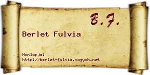 Berlet Fulvia névjegykártya